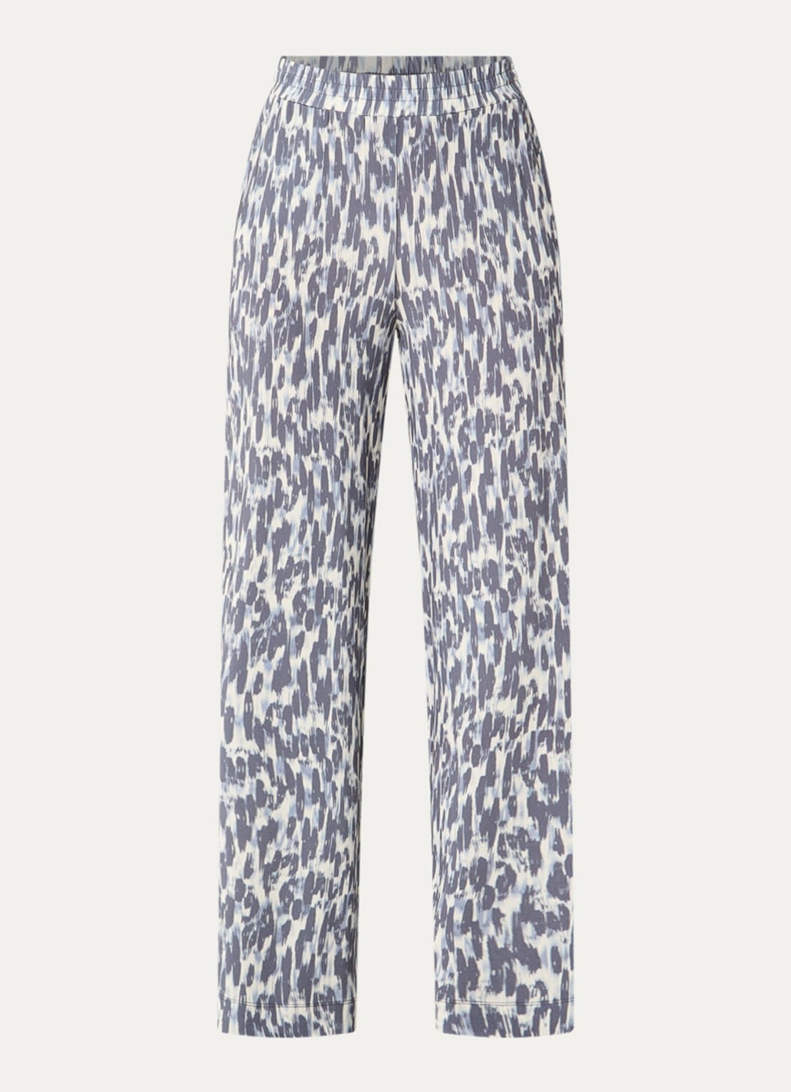 Claudia Sträter High waist straight fit broek met print - voorkant staalblauw