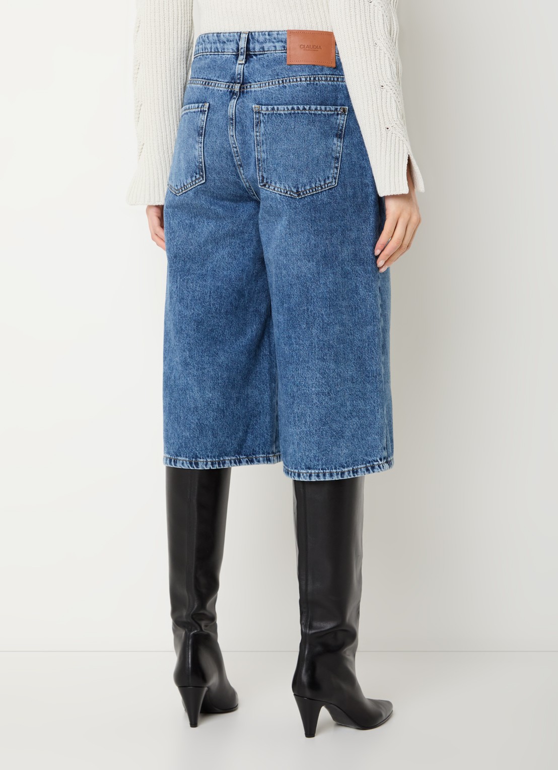 Claudia Sträter High waist straight fit korte broek van denim - achterkant 4 indigo