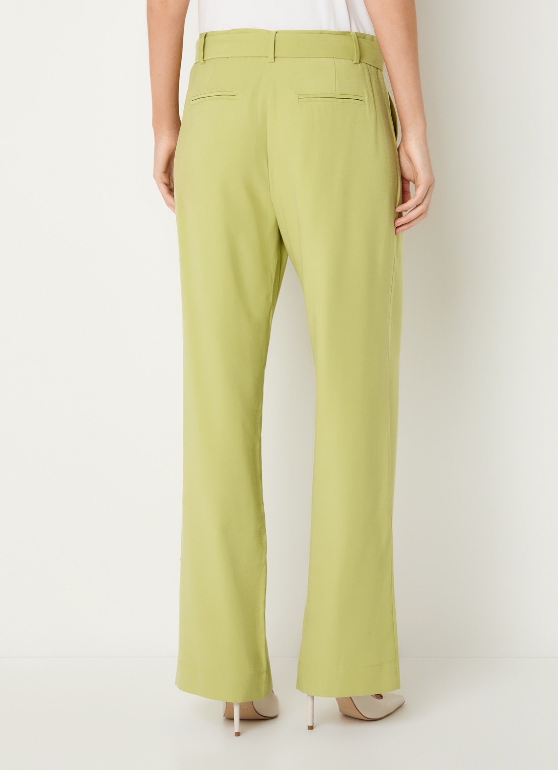 Claudia Sträter High waist straight fit pantalon met steekzakken - achterkant lichtgroen