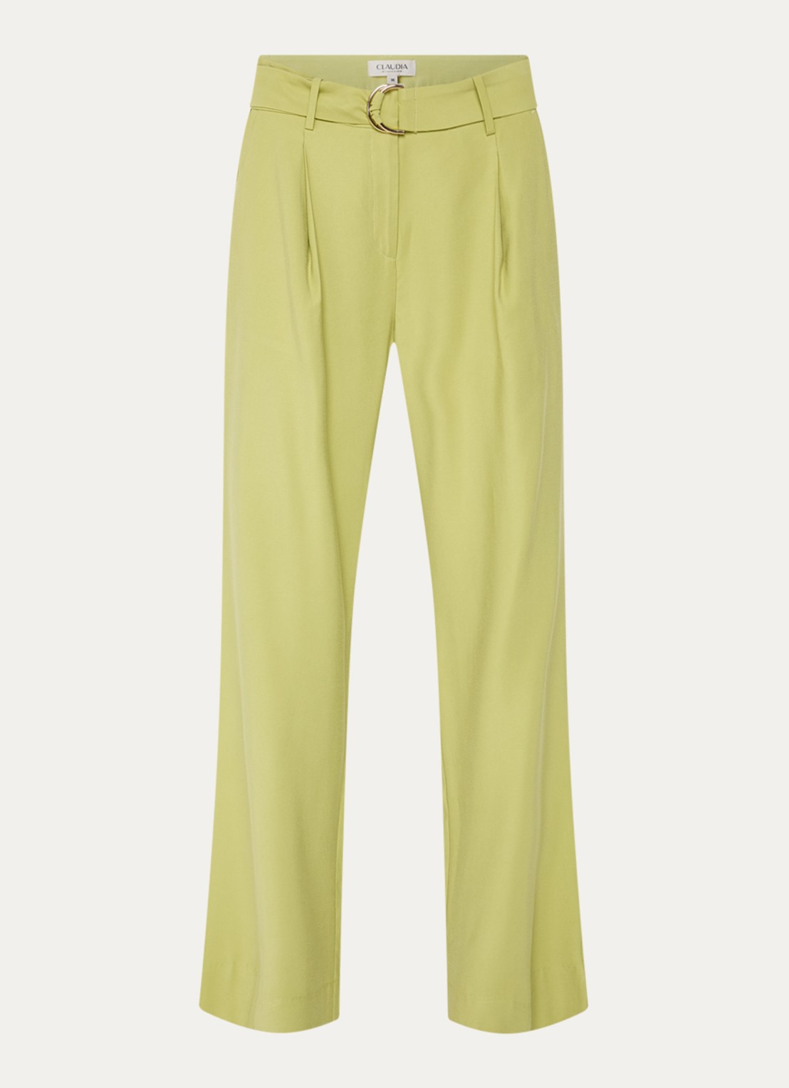 Claudia Sträter High waist straight fit pantalon met steekzakken - voorkant 3 lichtgroen