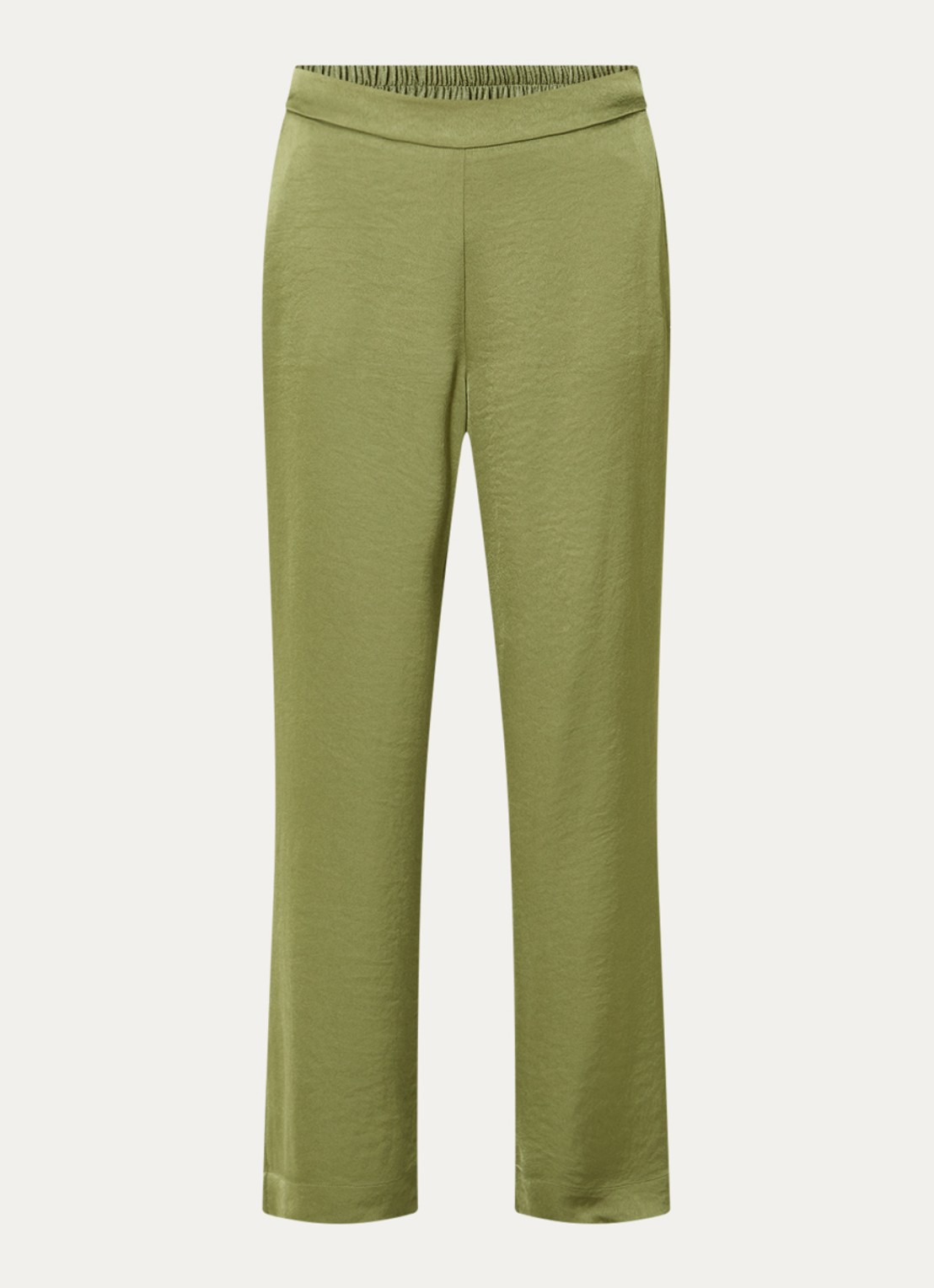Claudia Sträter High waist straight fit pantalon van satijn met steekzakken - voorkant 3 groen