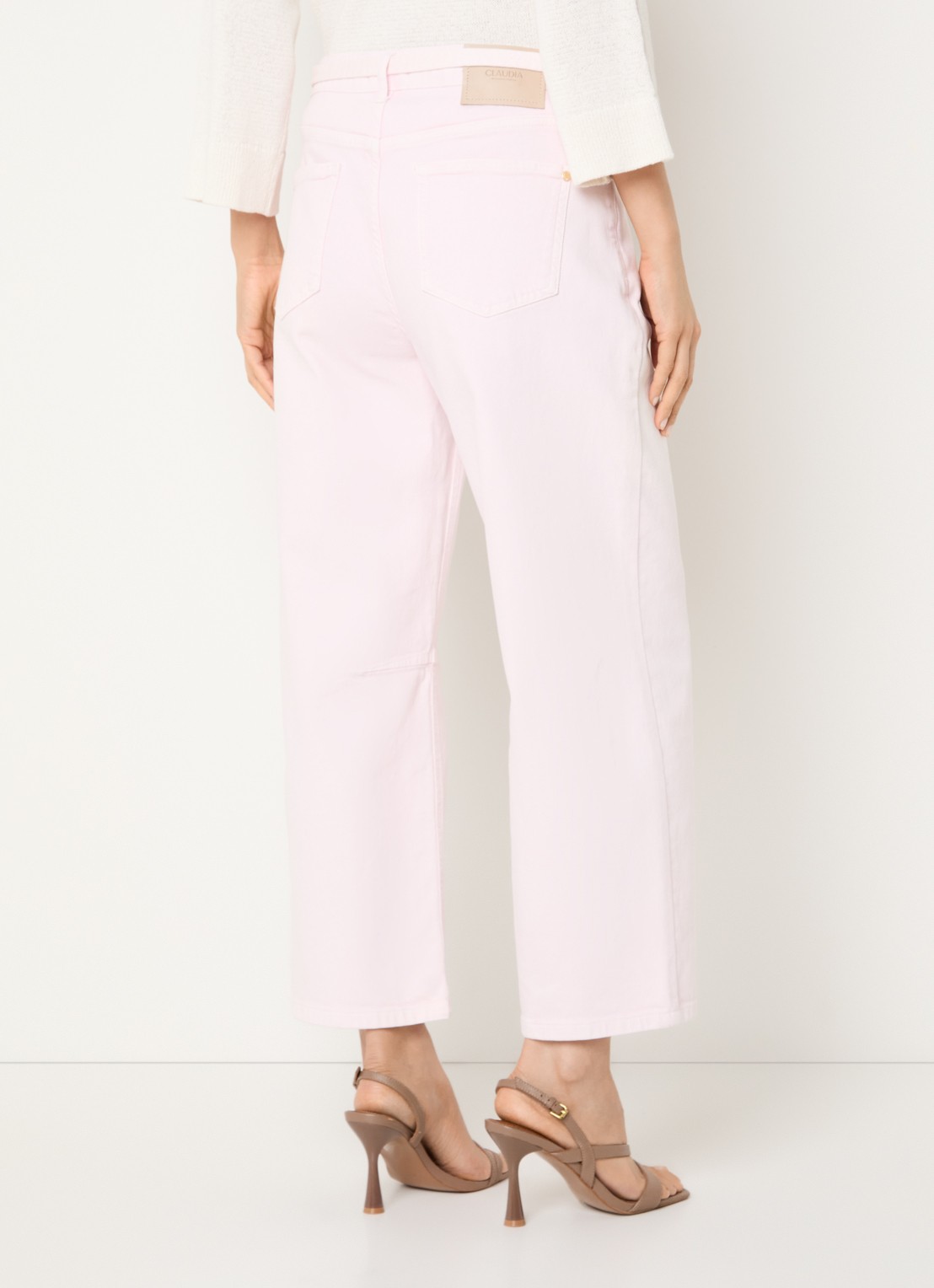 Claudia Sträter High waist straight leg jeans met gekleurde wassing - achterkant lichtroze