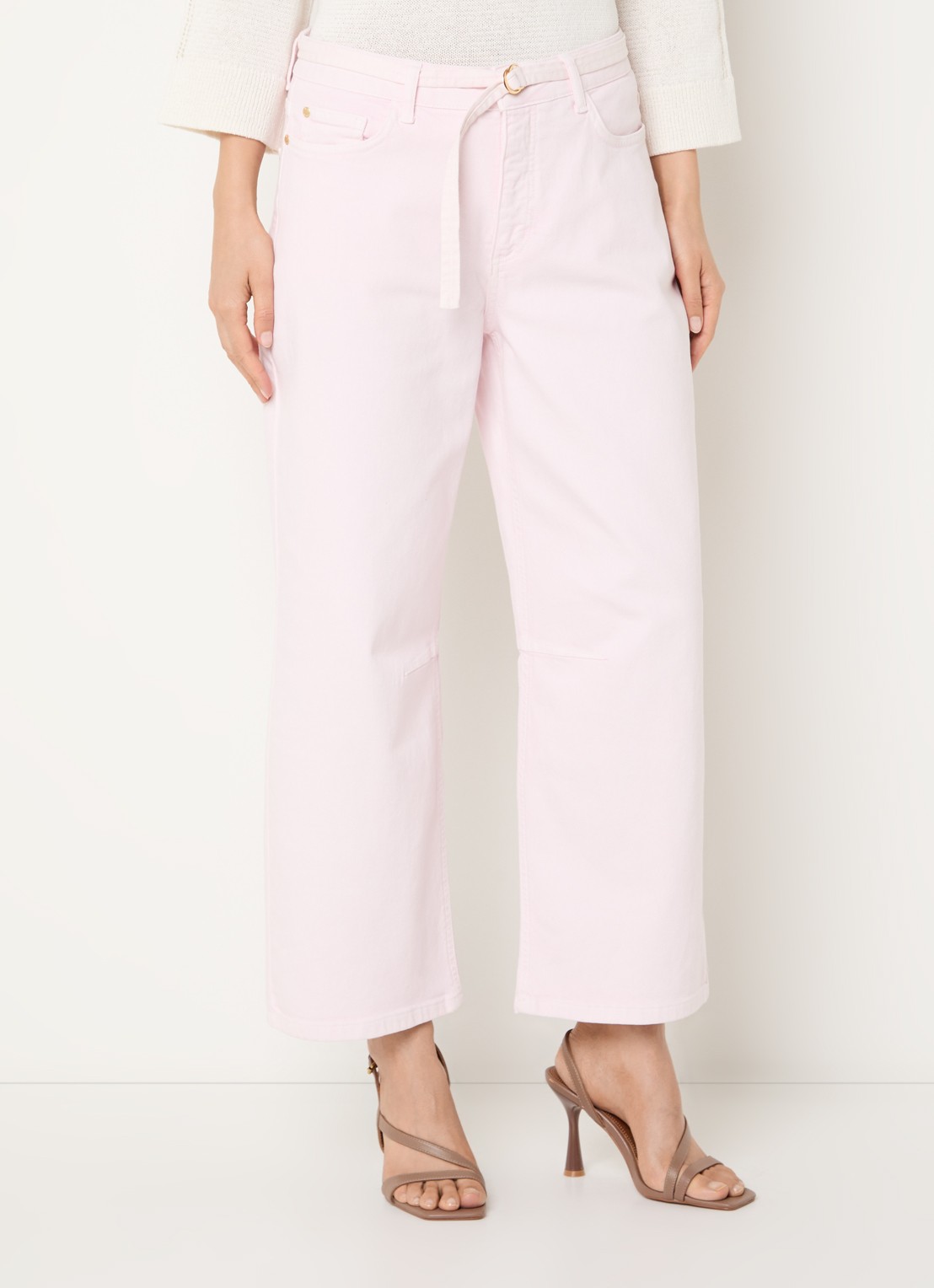 Claudia Sträter High waist straight leg jeans met gekleurde wassing - detail 4 lichtroze