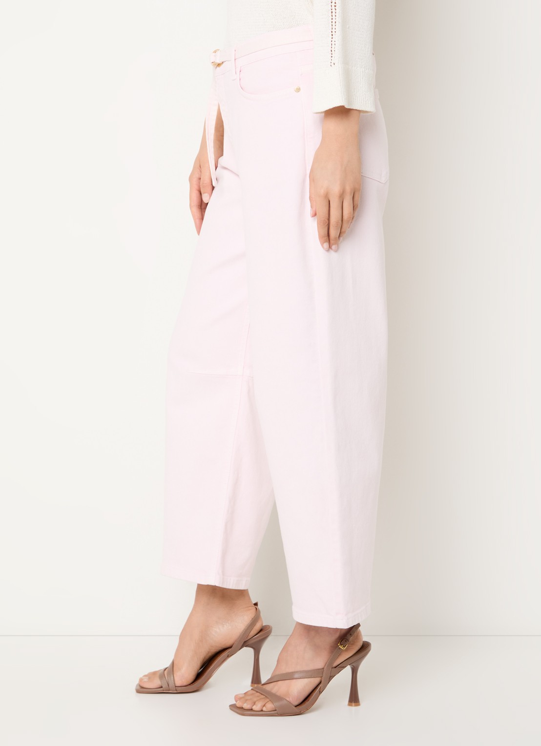 Claudia Sträter High waist straight leg jeans met gekleurde wassing - detail 5 lichtroze