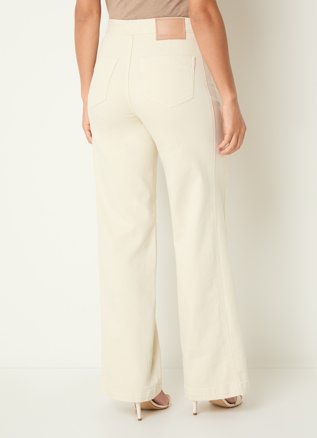 Claudia Sträter High waist straight leg jeans met gekleurde wassing - achterkant 3 creme