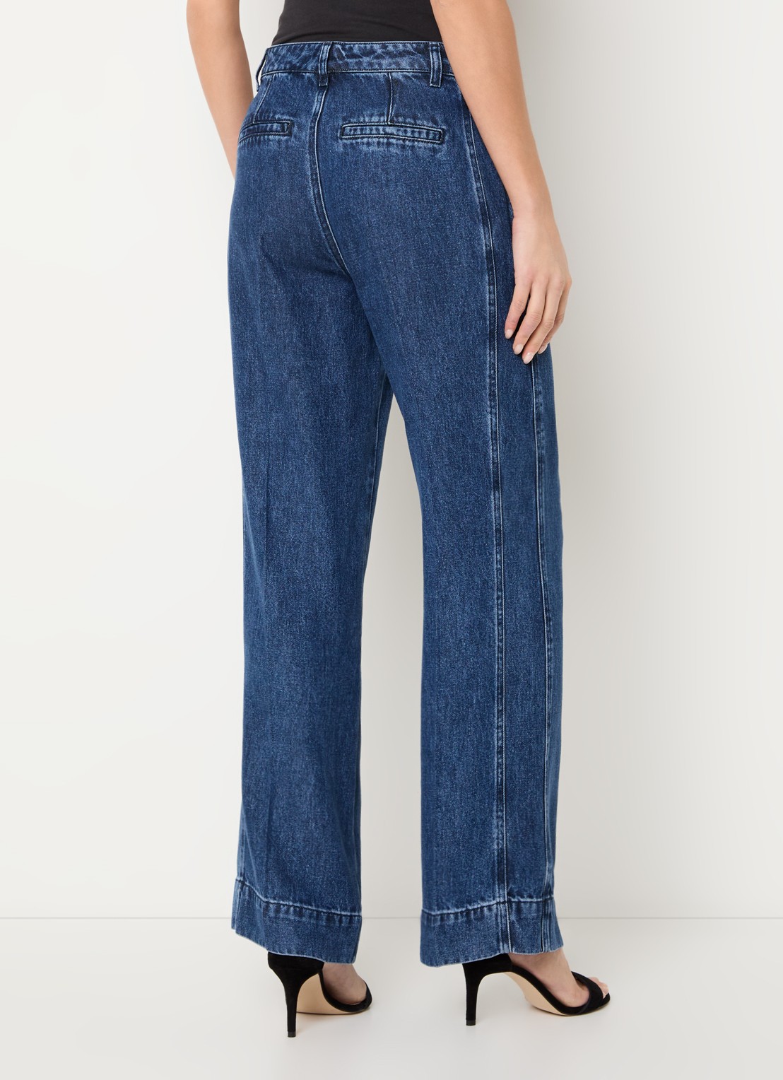 Claudia Sträter High waist straight leg jeans met medium wassing - achterkant indigo