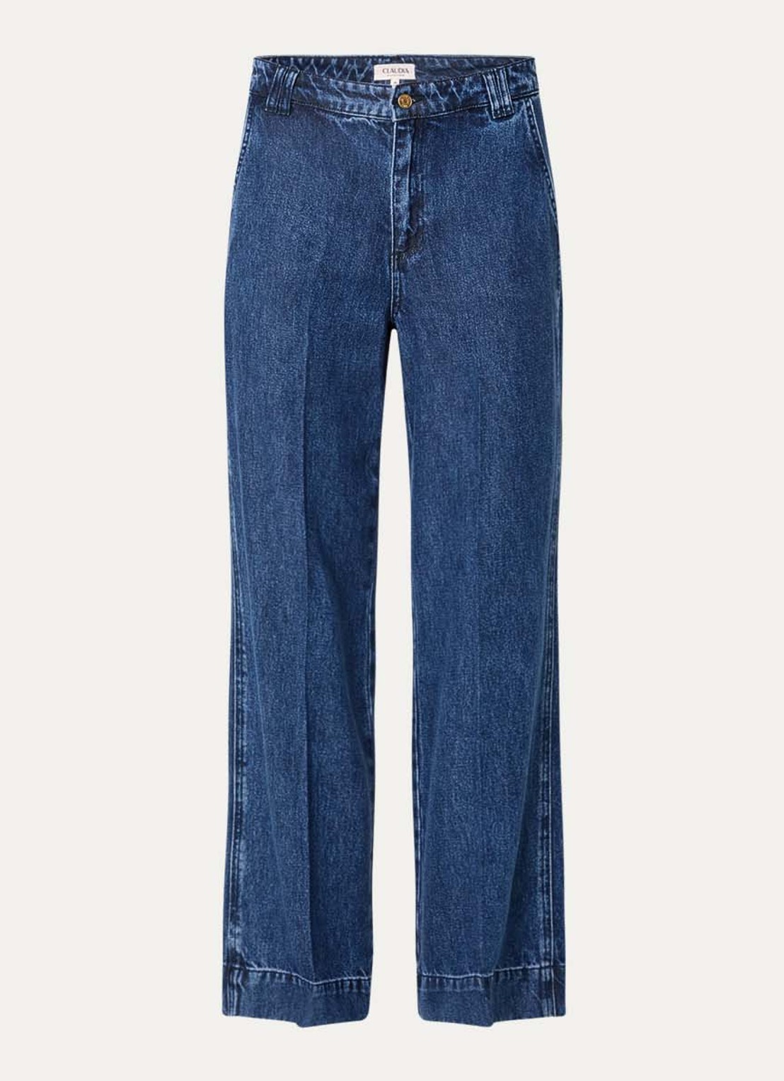 Claudia Sträter High waist straight leg jeans met medium wassing - voorkant 2 indigo