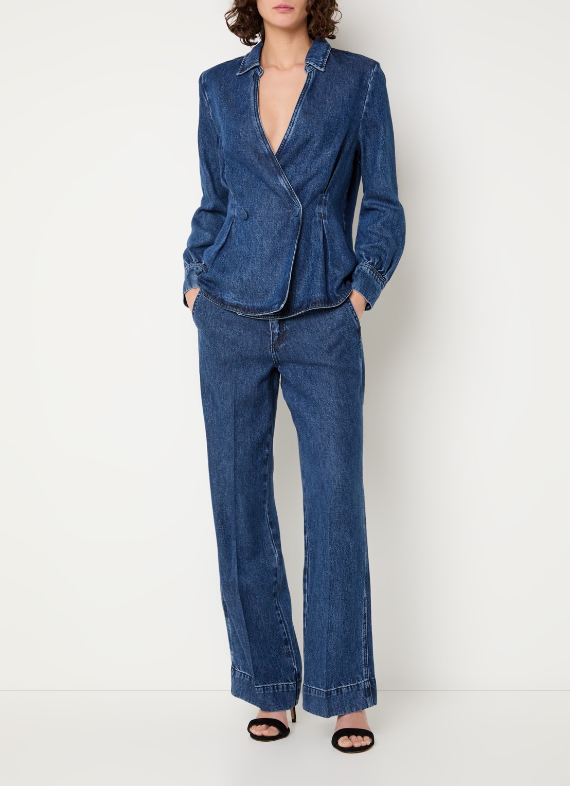 Claudia Sträter High waist straight leg jeans met medium wassing - voorkant 3 indigo