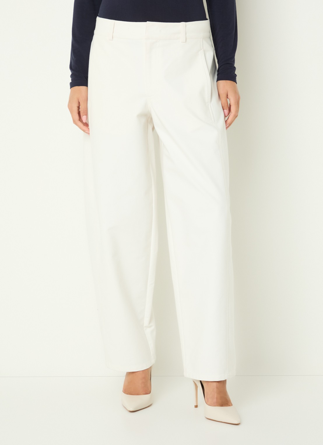 Claudia Sträter High waist tapered fit broek met steekzakken - detail gebroken wit