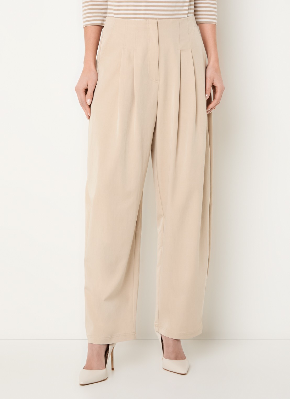 Claudia Sträter High waist tapered fit pantalon met steekzakken - detail 4 creme