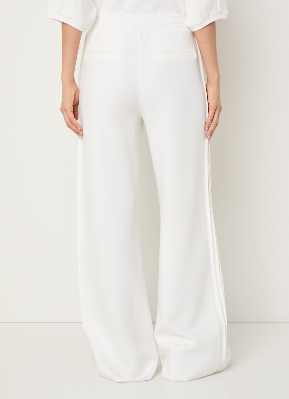 Claudia Sträter High waist wide fit broek met steekzakken - achterkant gebroken wit