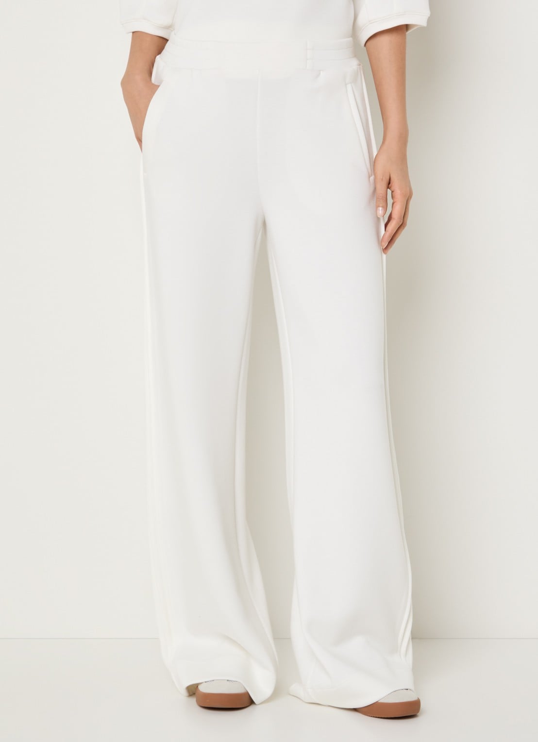 Claudia Sträter High waist wide fit broek met steekzakken - detail 2 gebroken wit
