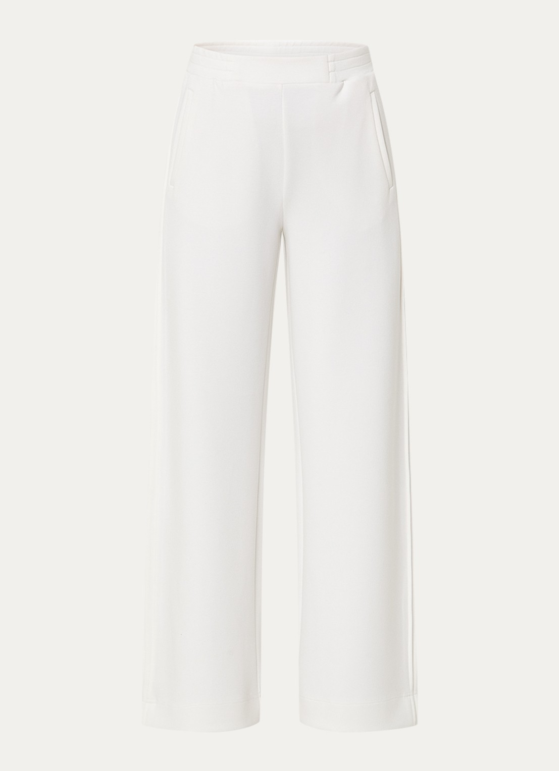 Claudia Sträter High waist wide fit broek met steekzakken - voorkant 3 gebroken wit