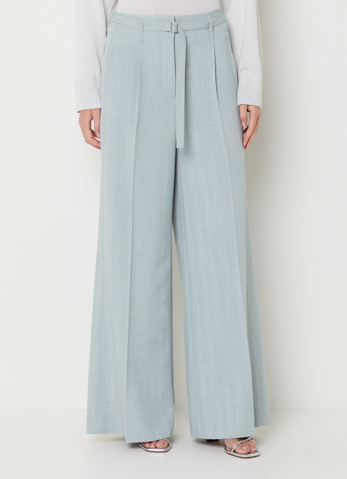 Claudia Sträter High waist wide fit pantalon met ceintuur - detail 2 grijsmele