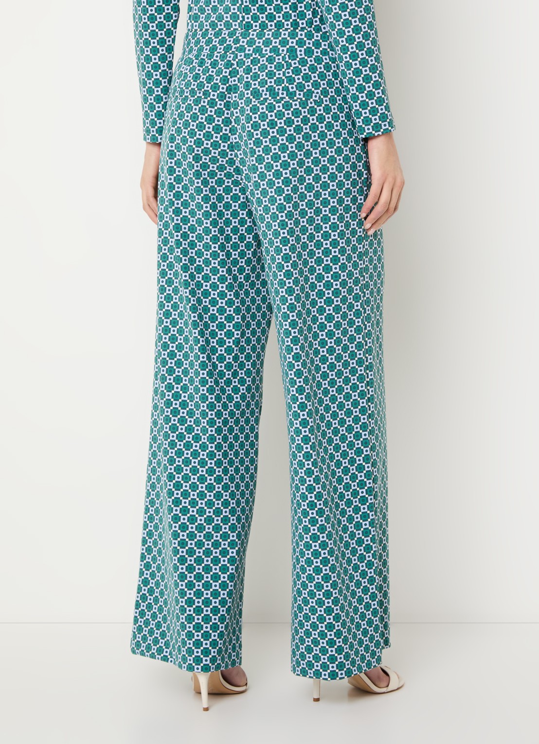 Claudia Sträter High waist wide fit pantalon met print en steekzakken - achterkant 3 groen