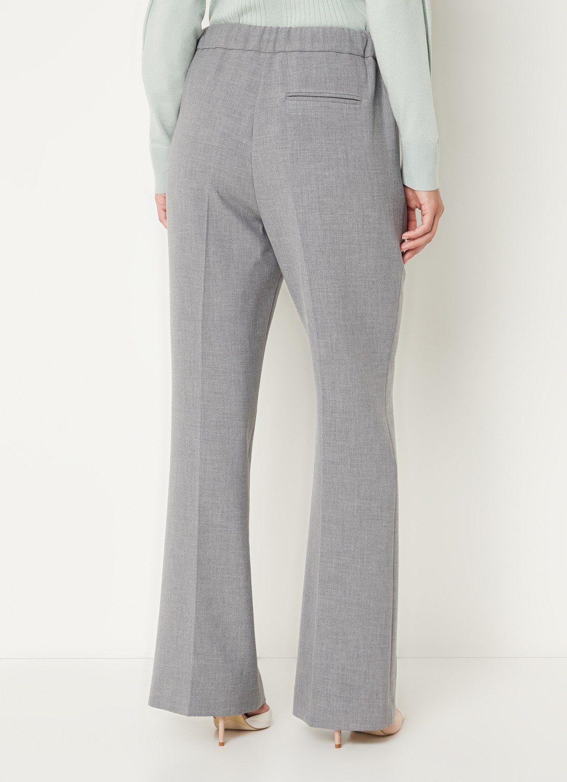 Claudia Sträter High waist wide fit pantalon met ritszakken en persplooi - achterkant grijs