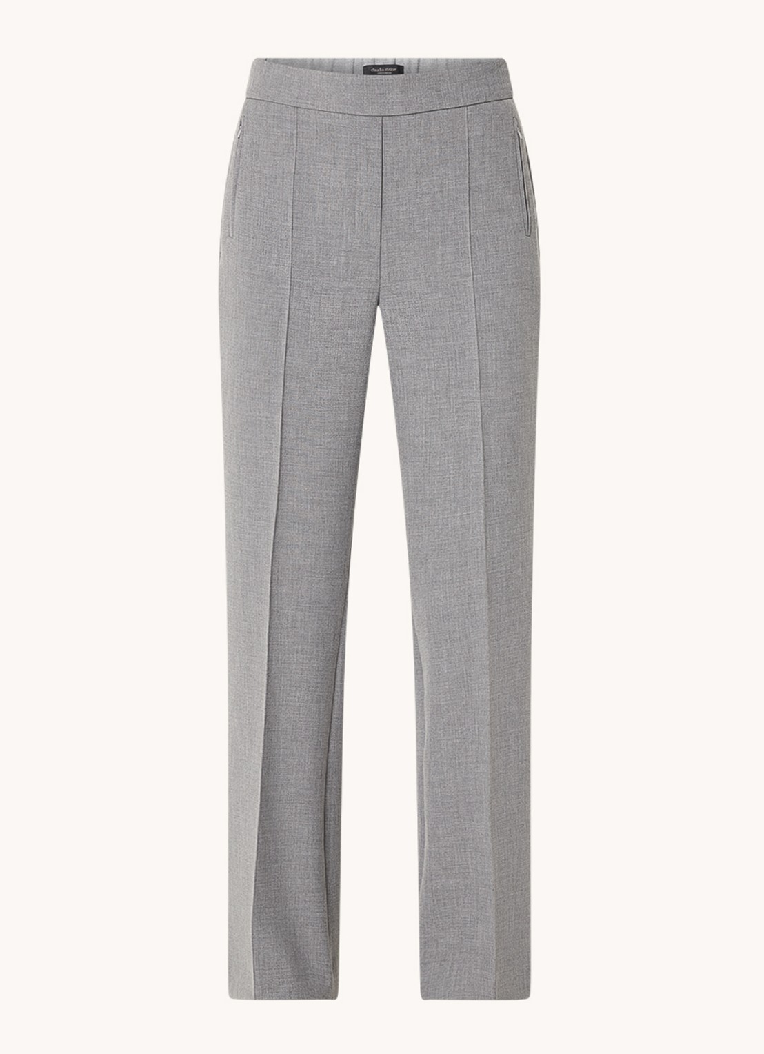 Claudia Sträter High waist wide fit pantalon met ritszakken en persplooi - voorkant 3 grijs