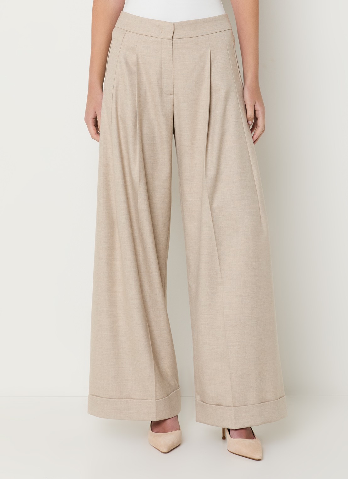 Claudia Sträter High waist wide fit pantalon met steekzakken - detail 2 beige