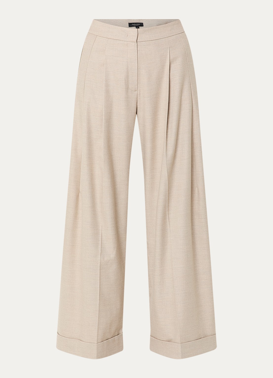 Claudia Sträter High waist wide fit pantalon met steekzakken - voorkant 3 beige
