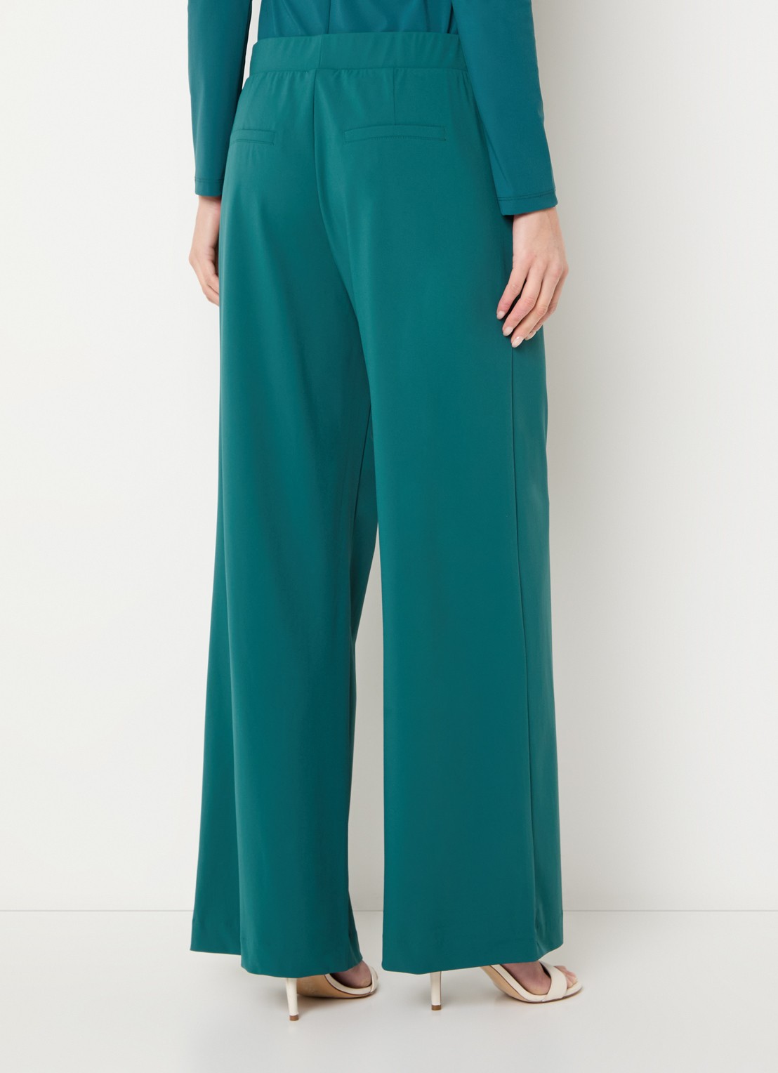 Claudia Sträter High waist wide fit pantalon met steekzakken - achterkant zeegroen