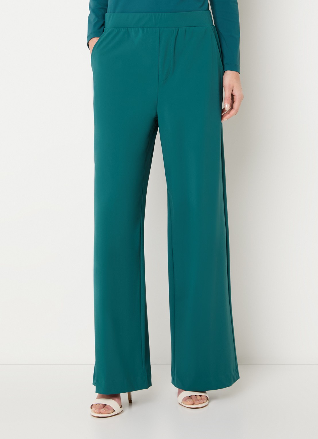 Claudia Sträter High waist wide fit pantalon met steekzakken - detail 4 zeegroen