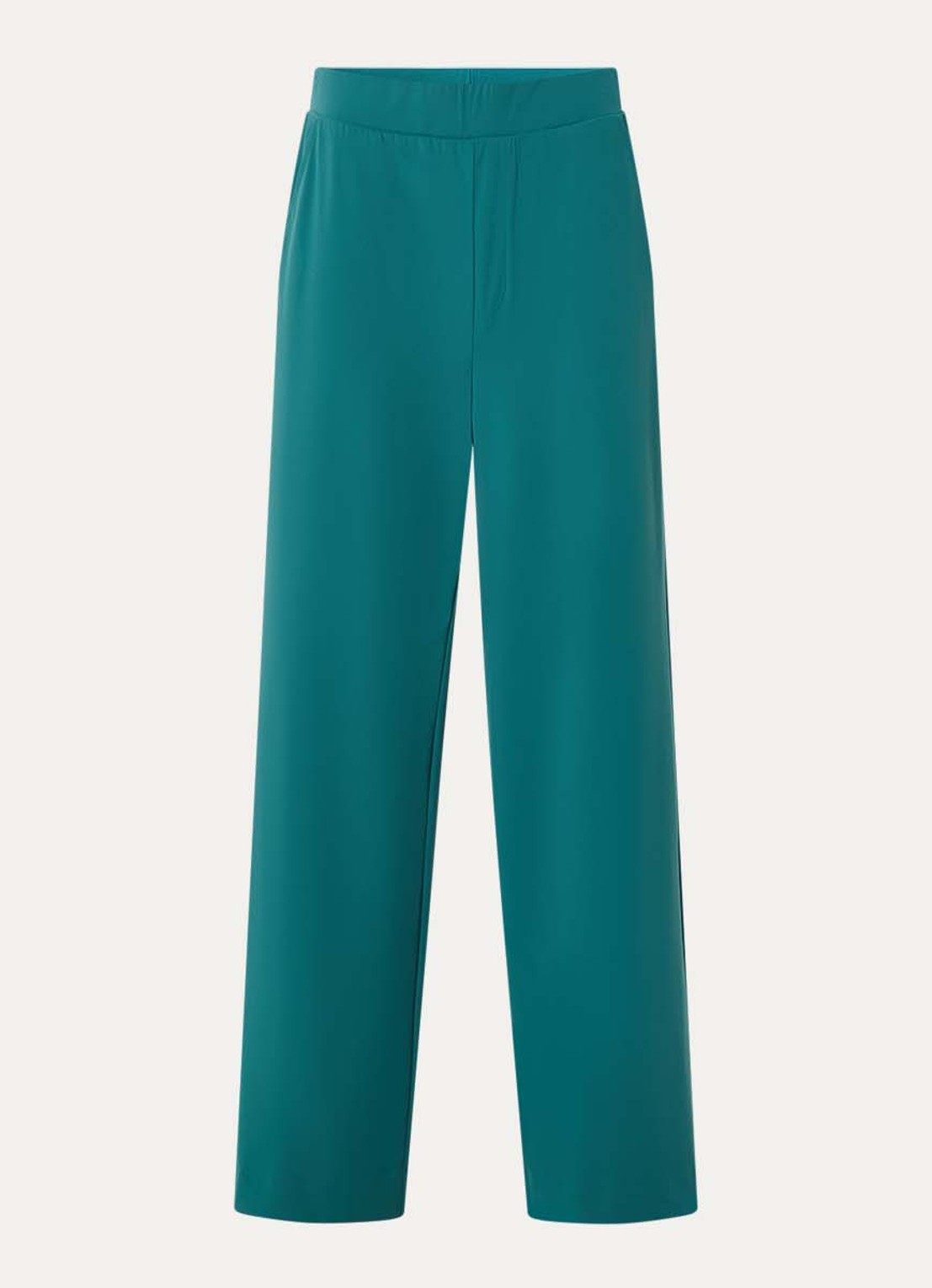 Claudia Sträter High waist wide fit pantalon met steekzakken - voorkant 2 zeegroen