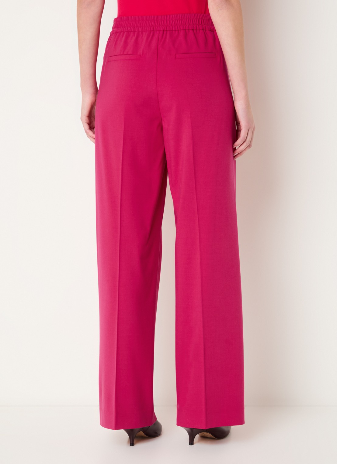Claudia Sträter High waist wide fit pantalon met steekzakken - achterkant donkerroze