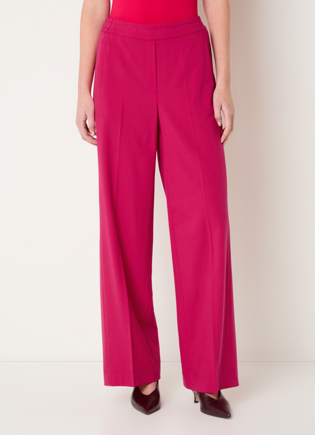 Claudia Sträter High waist wide fit pantalon met steekzakken - detail 4 donkerroze