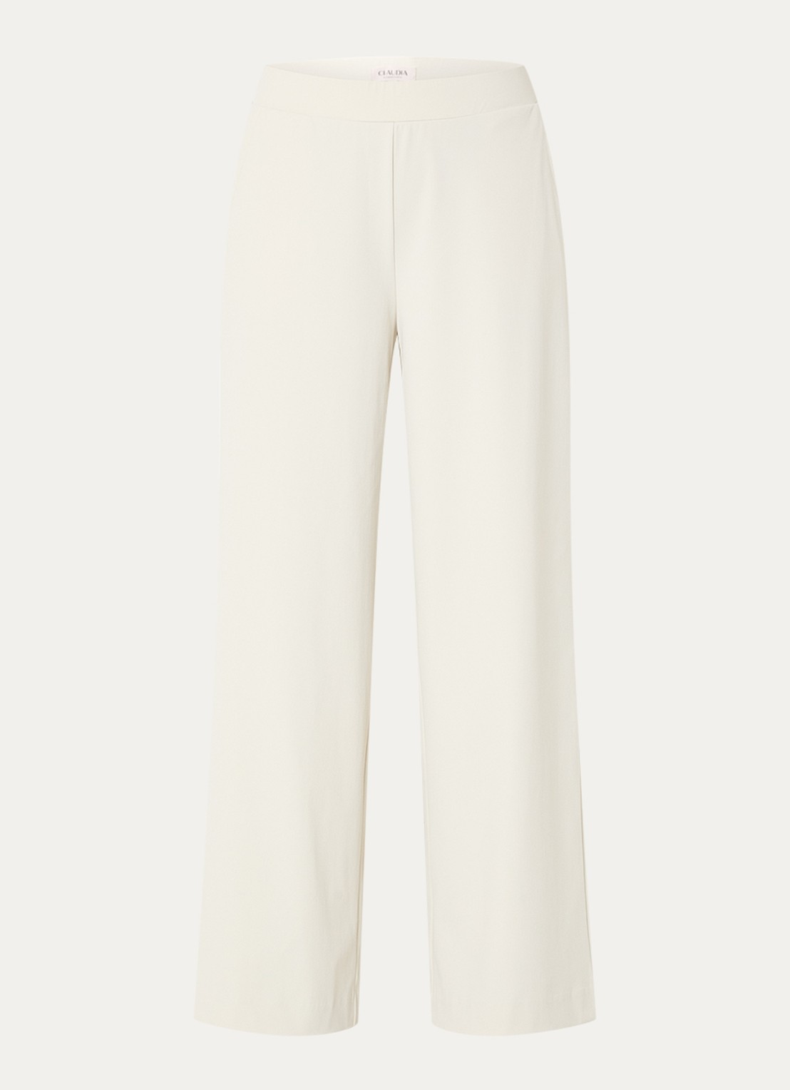 Claudia Sträter High waist wide leg broek van jersey met steekzakken - voorkant 2 gebroken wit