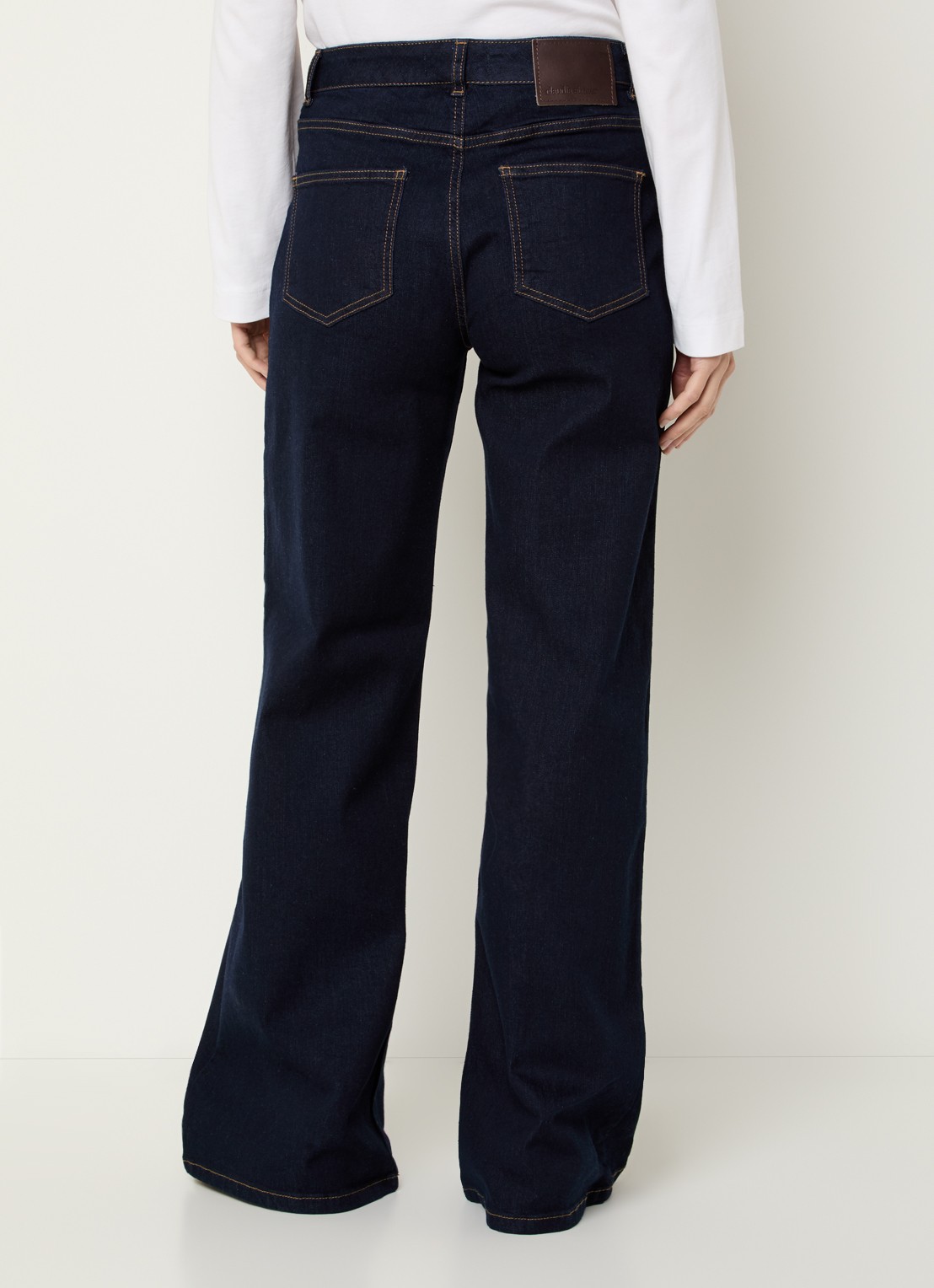 Claudia Sträter High waist wide leg jeans met donkere wassing - achterkant indigo