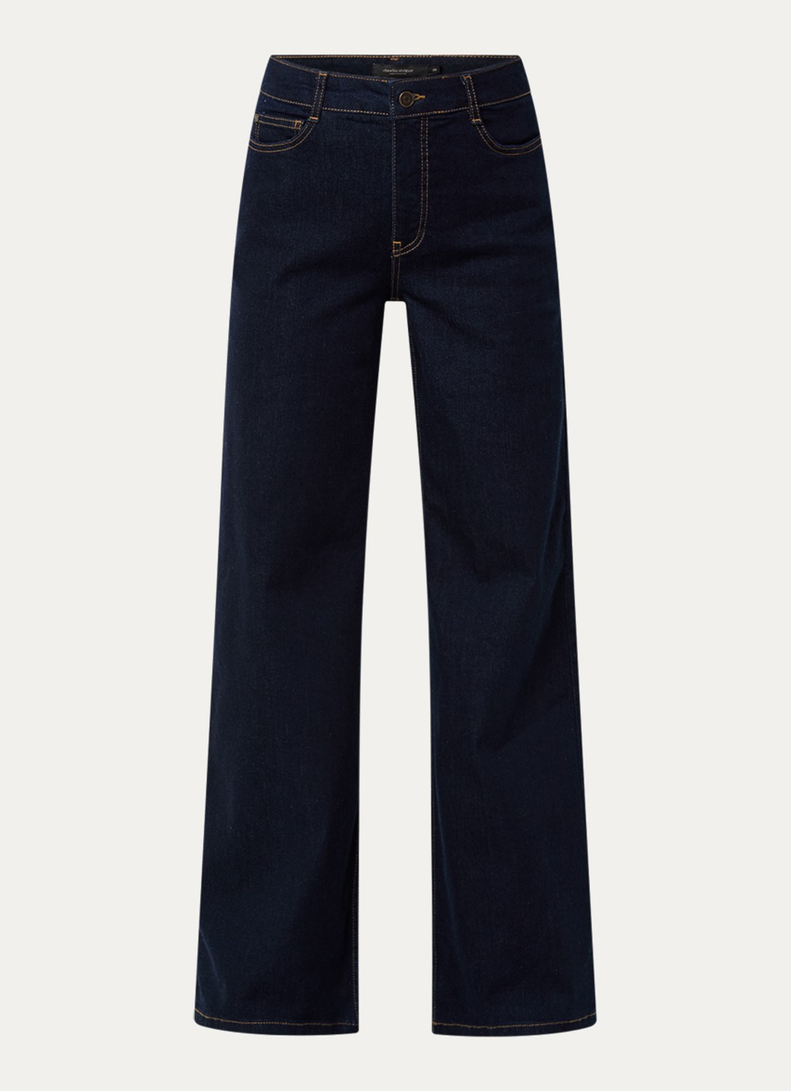 Claudia Sträter High waist wide leg jeans met donkere wassing - voorkant 4 indigo