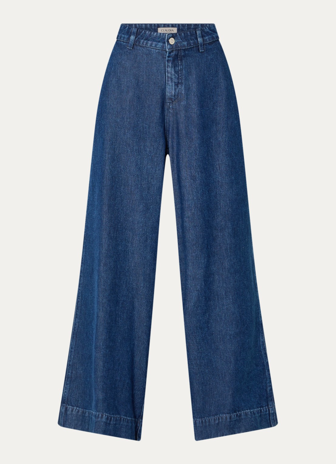Claudia Sträter High waist wide leg jeans met medium wassing - voorkant 2 indigo