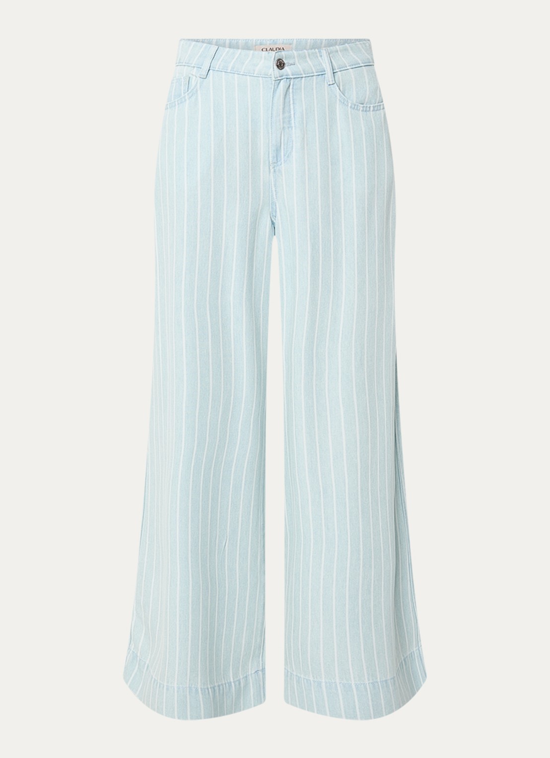 Claudia Sträter High waist wide leg jeans met streepprint - voorkant 3 indigo