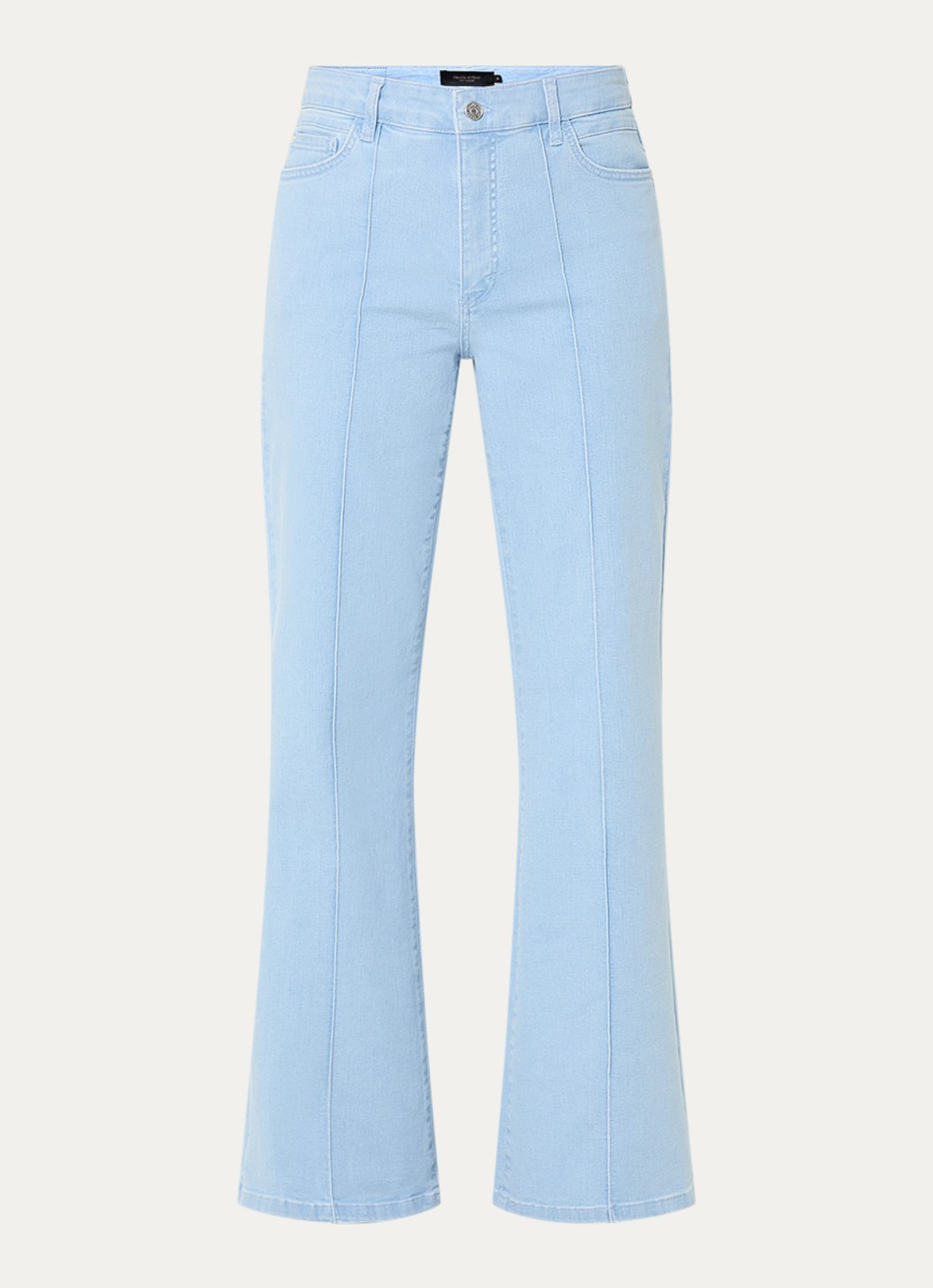 Claudia Sträter High waisted flared jeans met lichte wassing - voorkant indigo