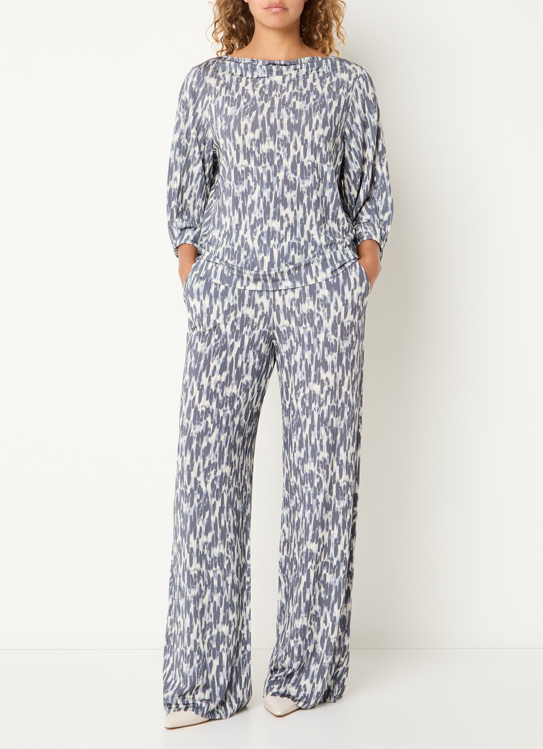 Claudia Sträter Long sleeve met print - voorkant 4 staalblauw
