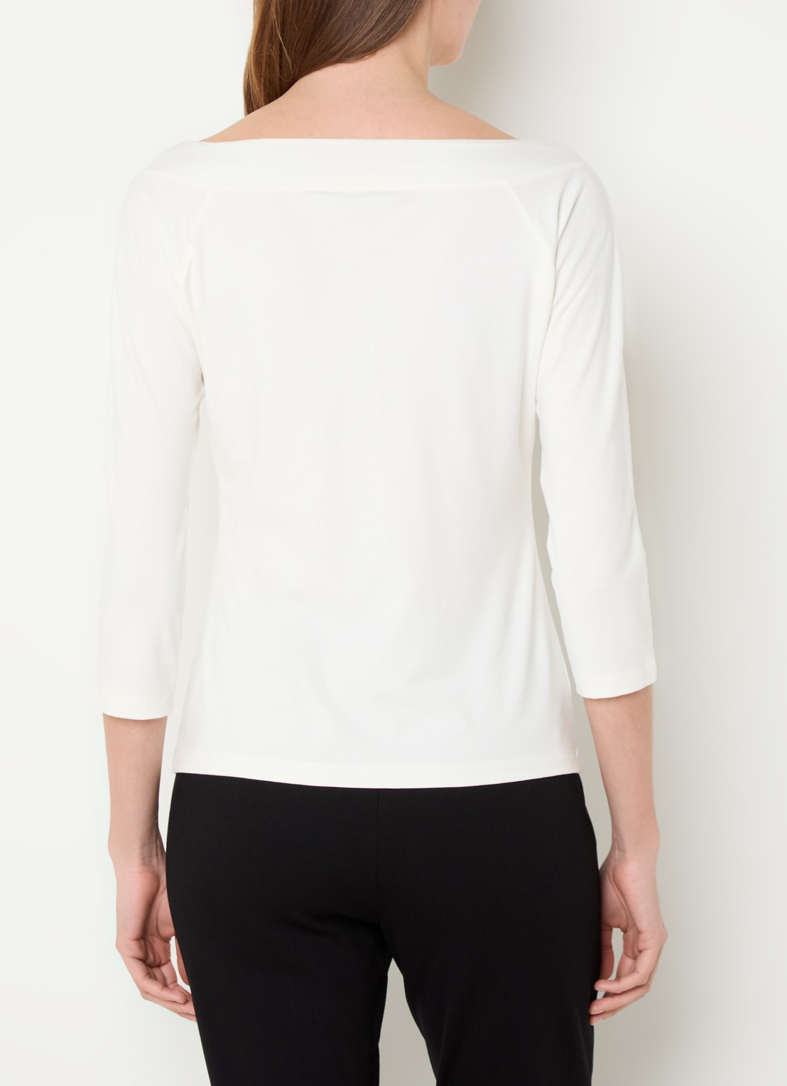 Claudia Sträter Longsleeve met boothals en driekwart mouw - achterkant 3 gebroken wit