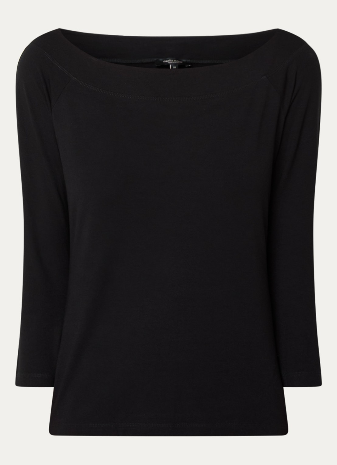 Claudia Sträter Longsleeve met boothals en driekwart mouw - voorkant zwart