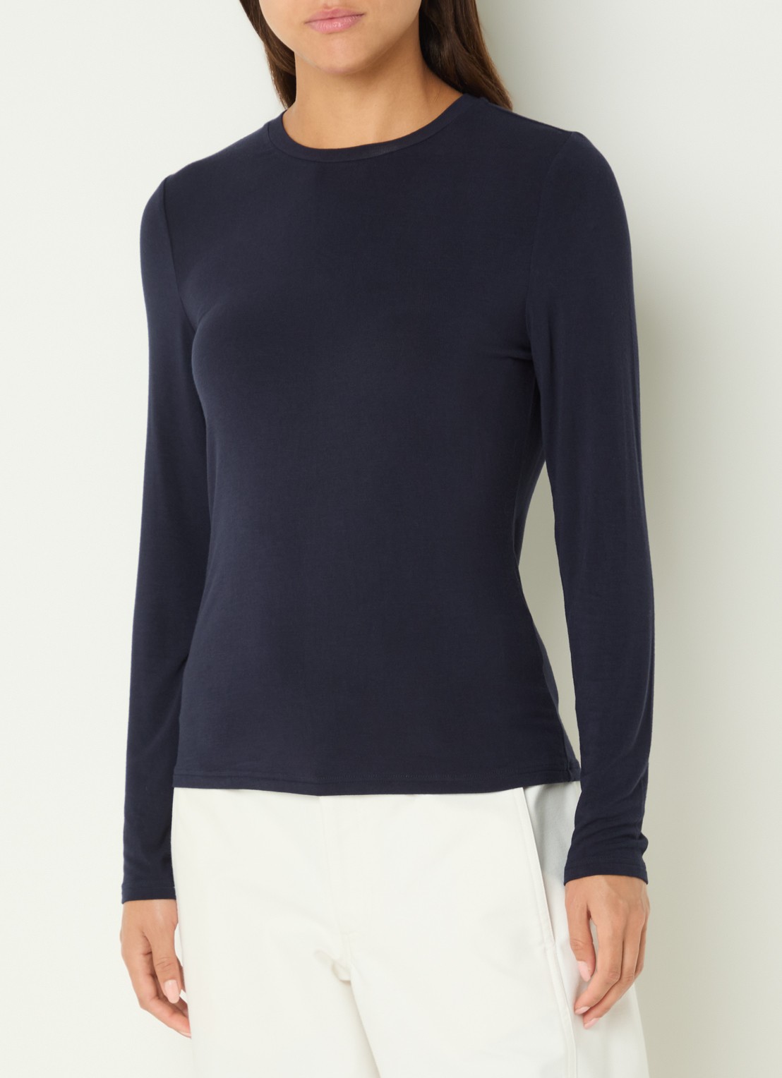 Claudia Sträter Longsleeve van jersey met ronde hals - detail 2 donkerblauw