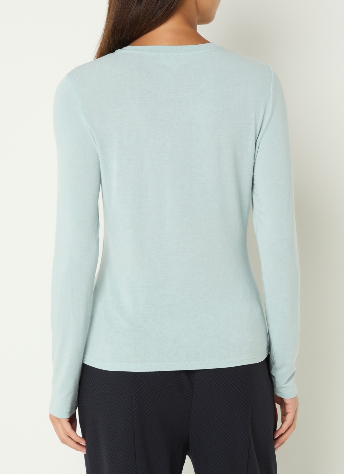 Claudia Sträter Longsleeve van jersey met ronde hals - achterkant lichtblauw