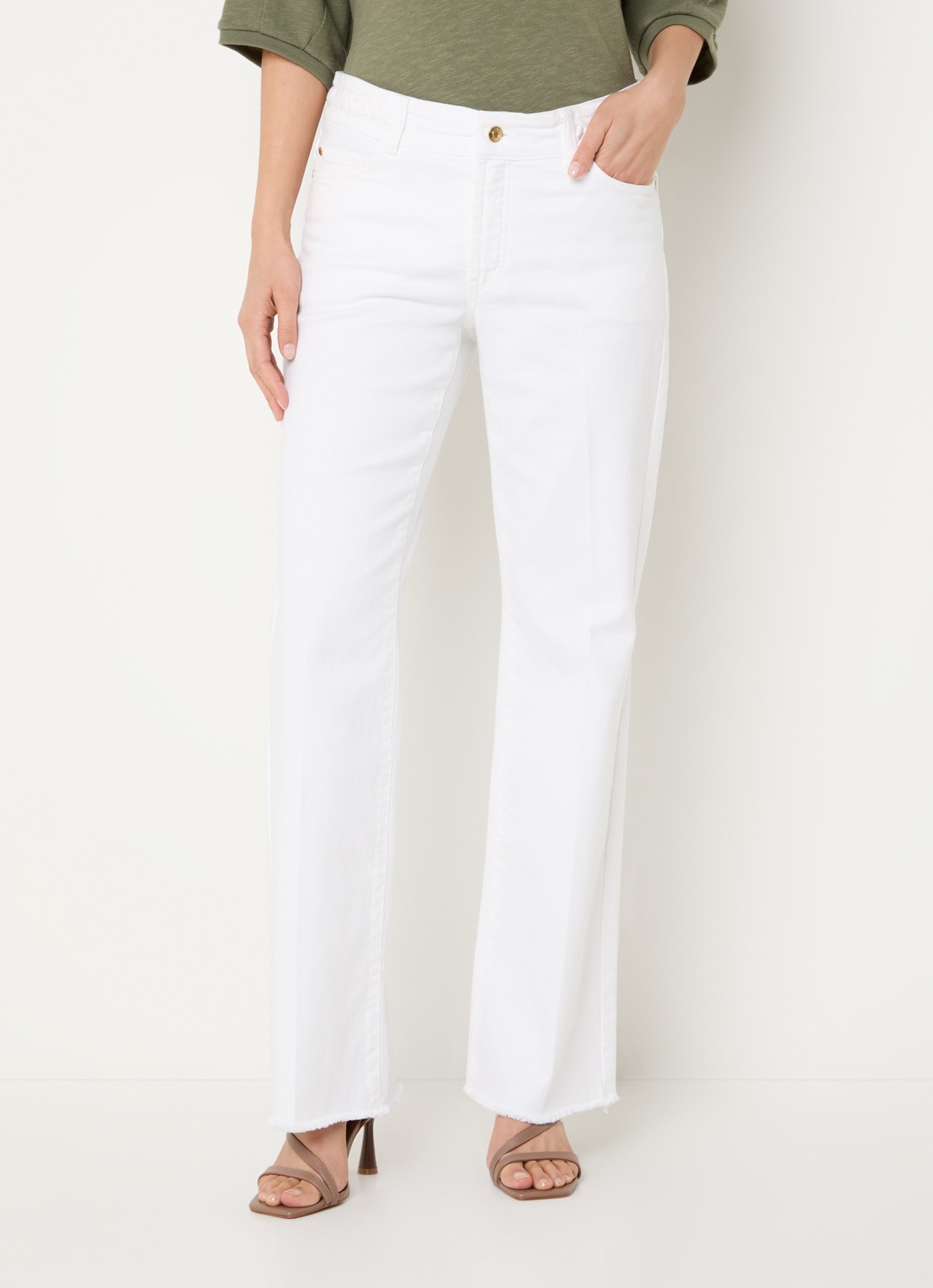 Claudia Sträter Low waist straight leg jeans met gekleurde wassing - detail 2 wit