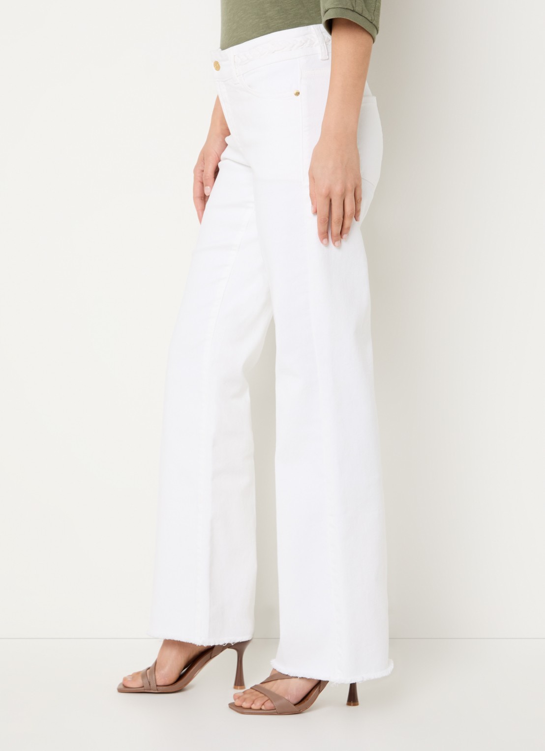 Claudia Sträter Low waist straight leg jeans met gekleurde wassing - detail 3 wit