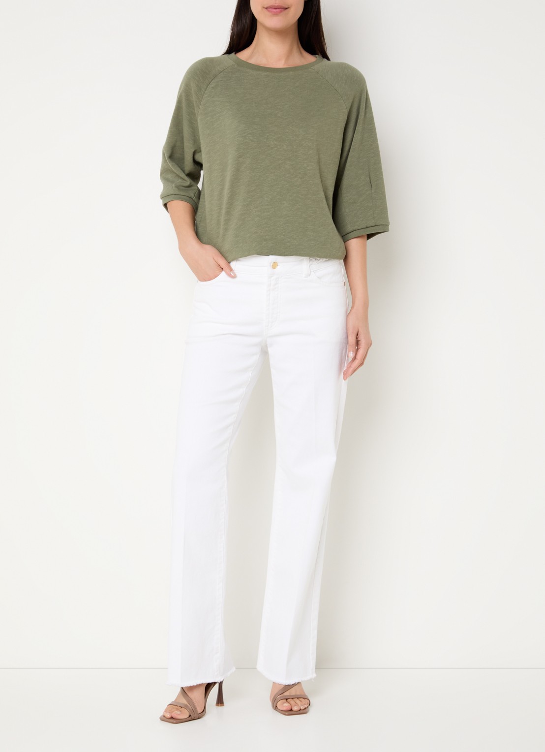 Claudia Sträter Low waist straight leg jeans met gekleurde wassing - voorkant 5 wit
