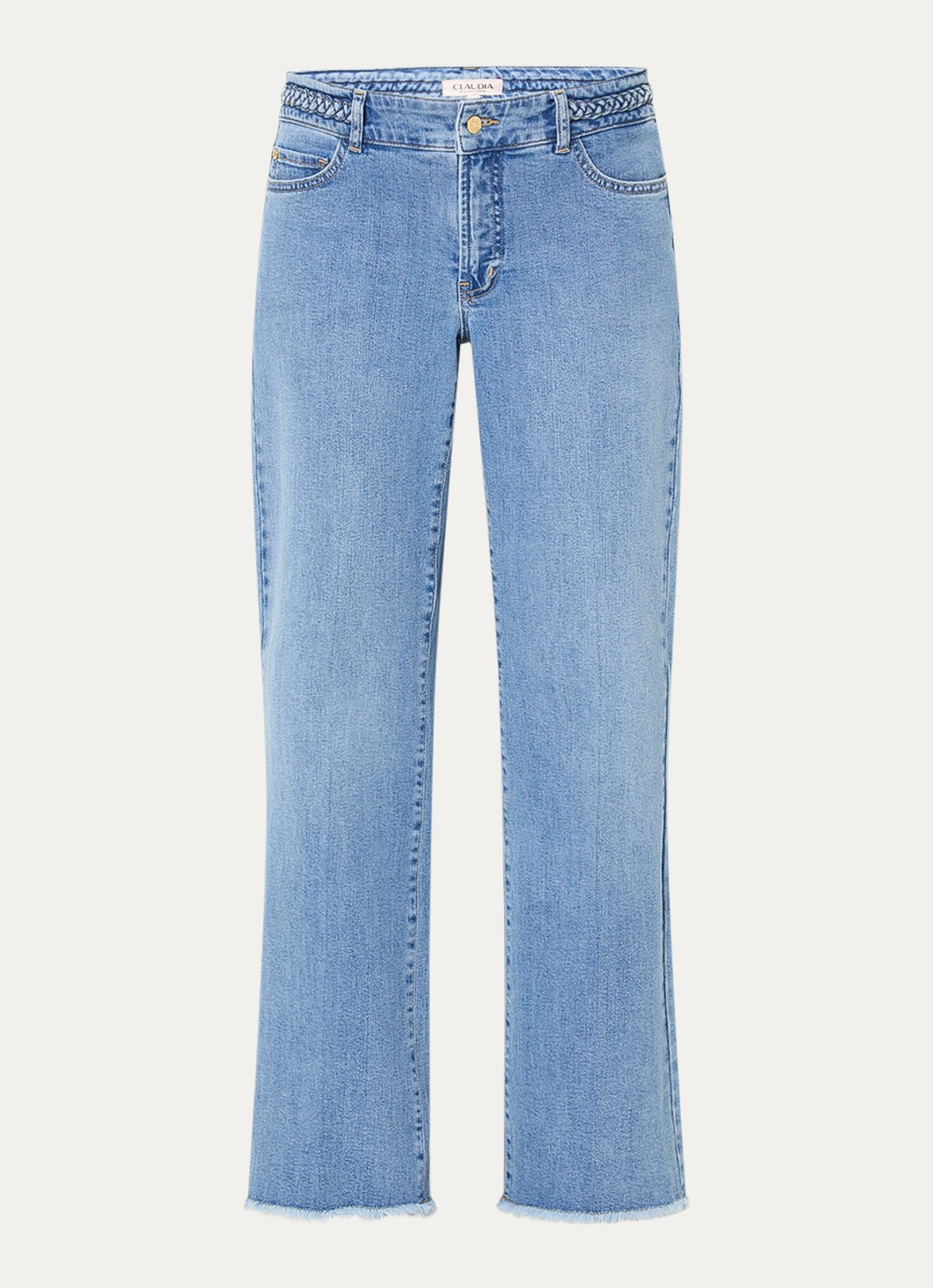 Claudia Sträter Low waist straight leg jeans met lichte wassing - voorkant 2 indigo