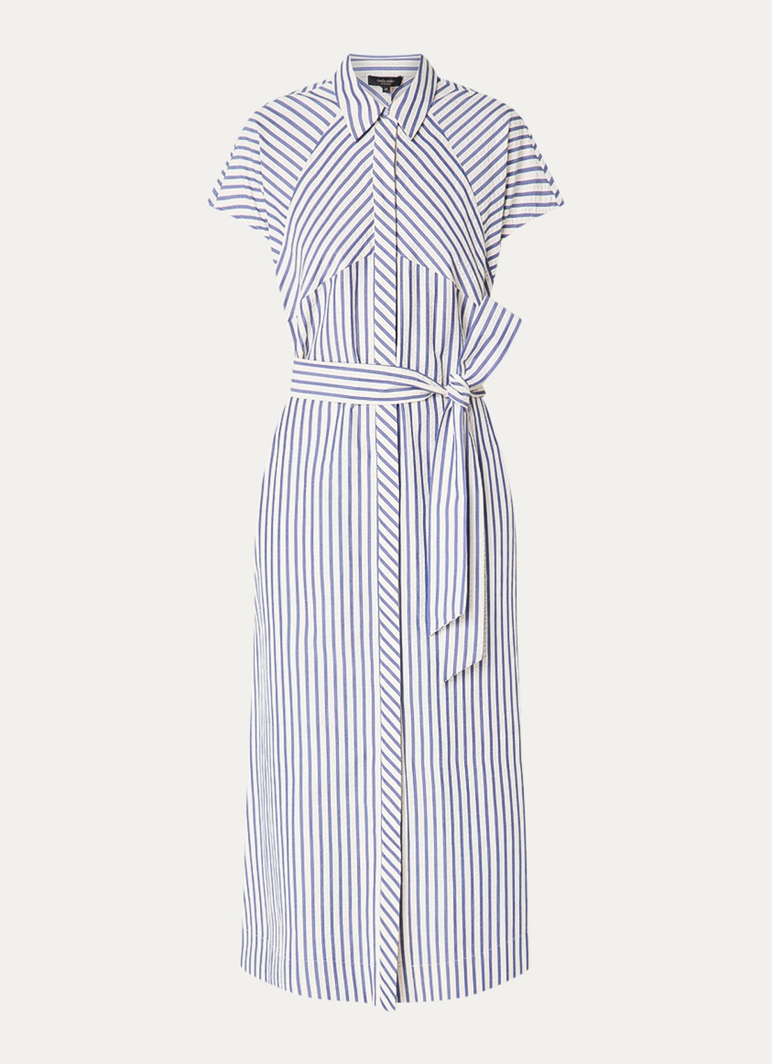 Claudia Sträter Maxi blousejurk met streepprint en strikceintuur - voorkant 3 royalblauw