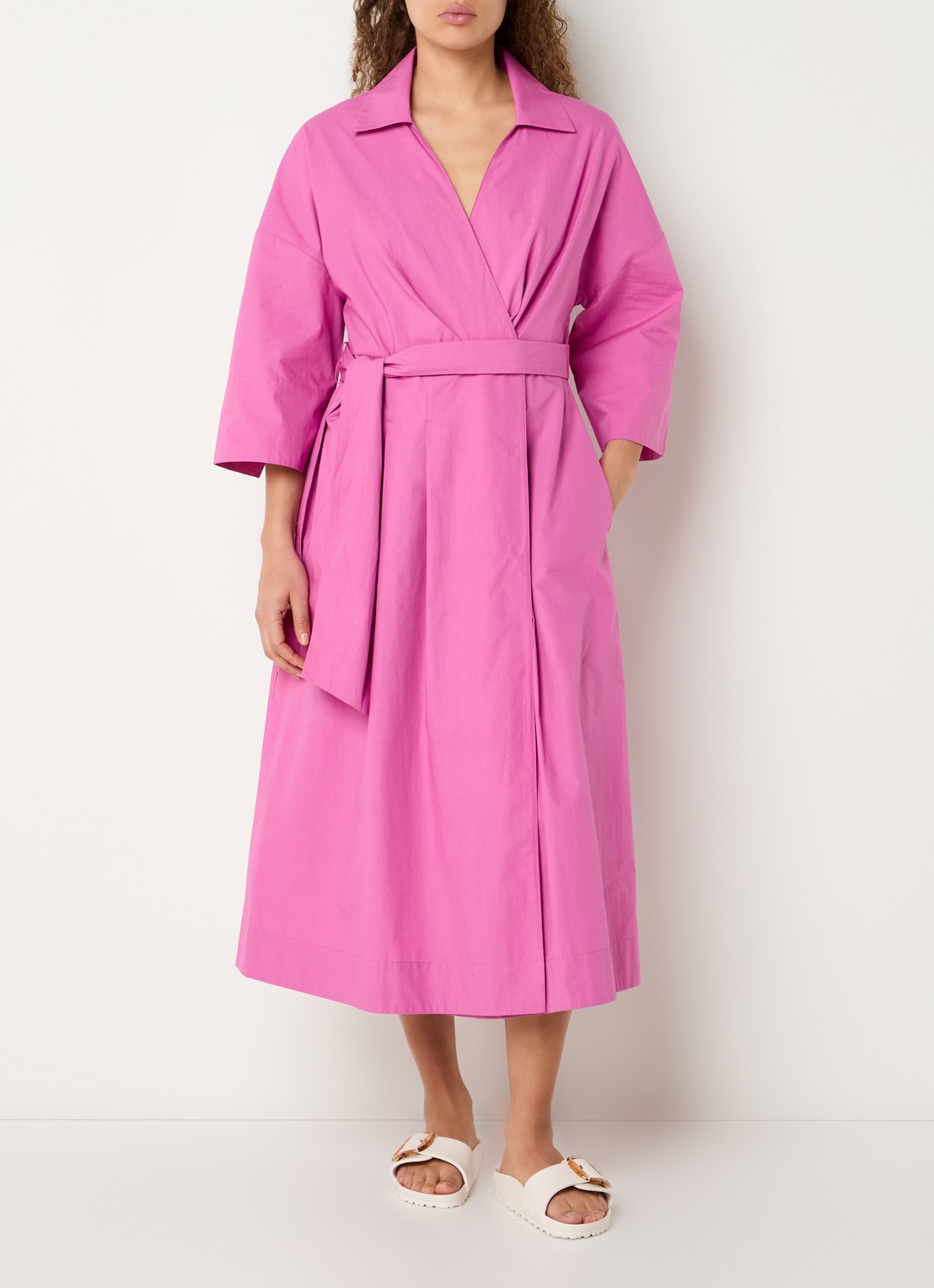 Claudia Sträter Maxi blousejurk met strikceintuur  - detail 2 roze