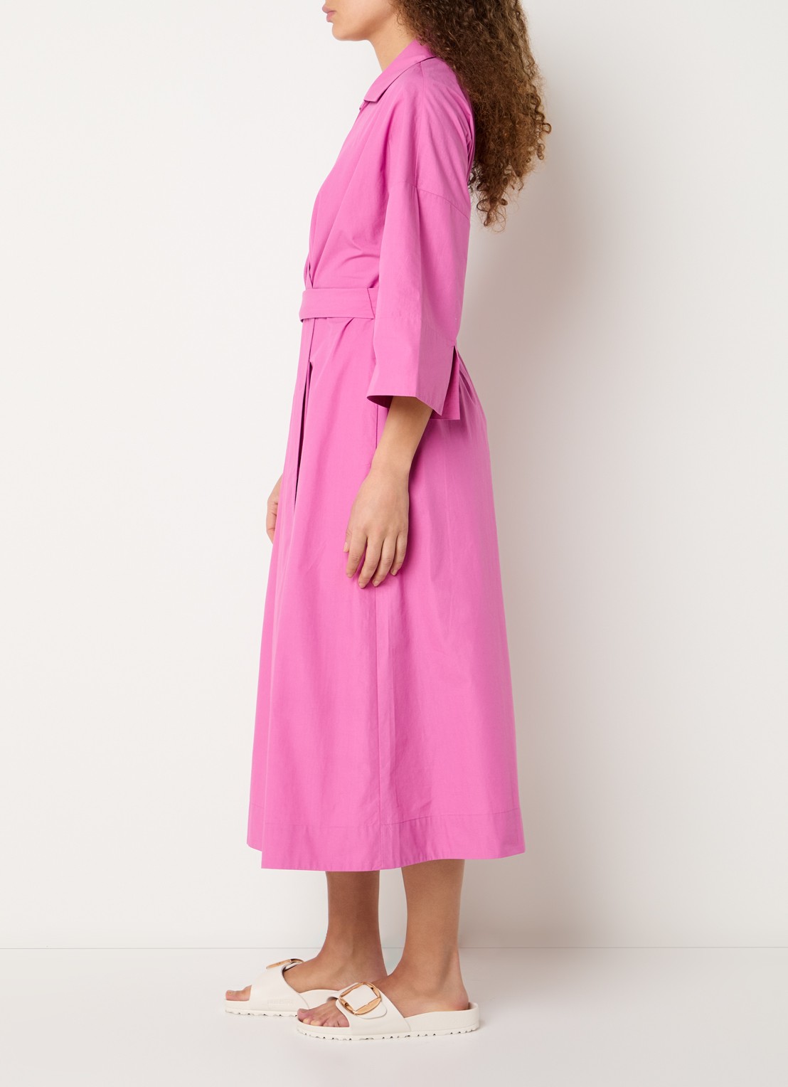 Claudia Sträter Maxi blousejurk met strikceintuur  - voorkant 4 roze