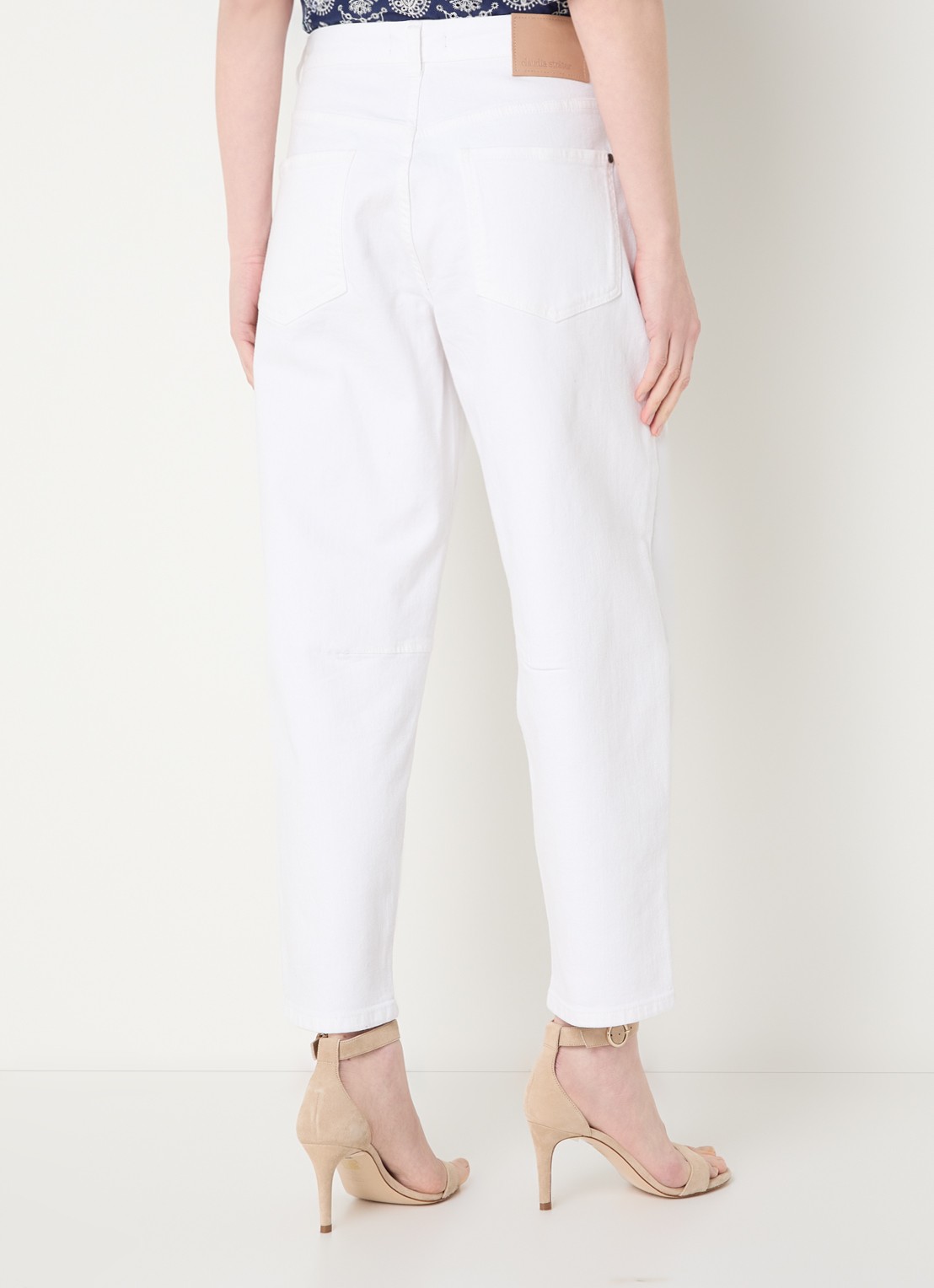Claudia Sträter Mid waist balloon fit jeans met opgestikte zakken - achterkant wit