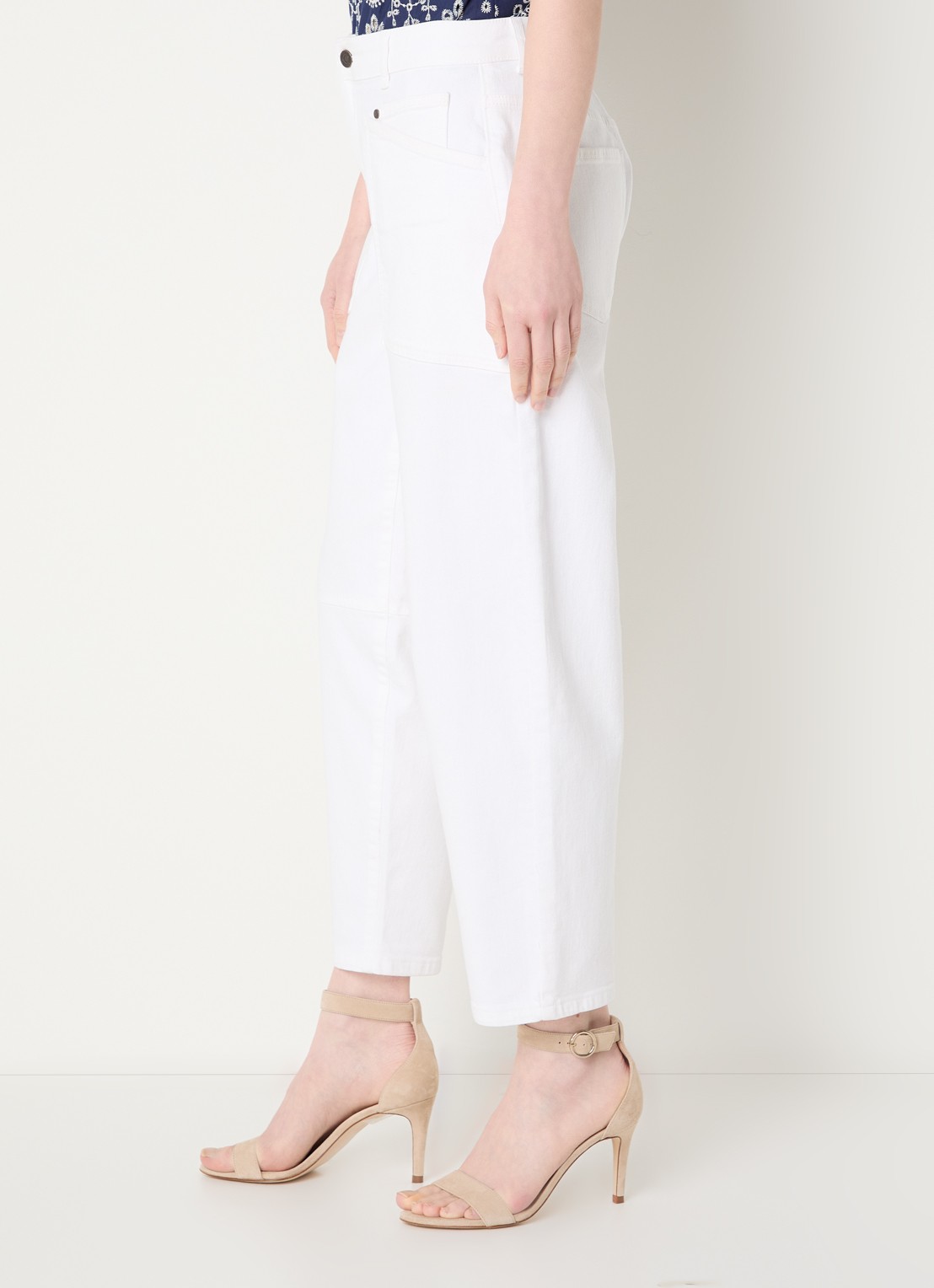 Claudia Sträter Mid waist balloon fit jeans met opgestikte zakken - detail 5 wit