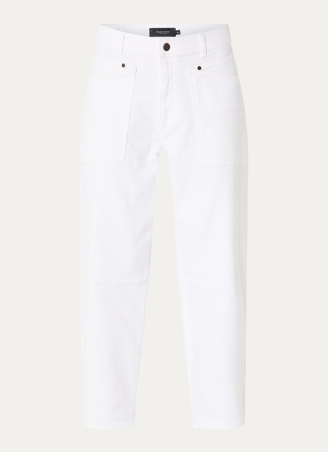 Claudia Sträter Mid waist balloon fit jeans met opgestikte zakken - voorkant 2 wit