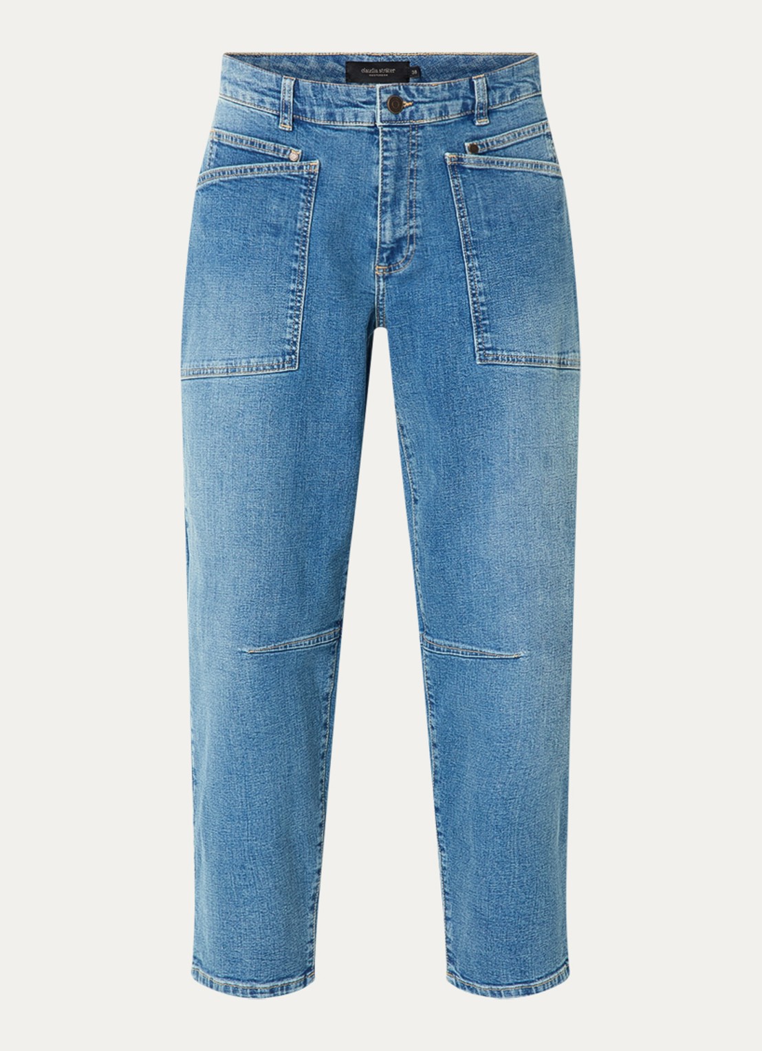 Claudia Sträter Mid waist balloon fit jeans met opgestikte zakken - voorkant 2 indigo